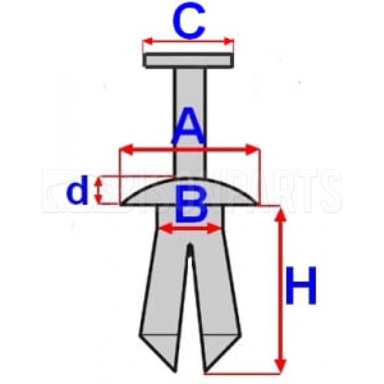 BODY & PANEL TRIM CLIPS PKT10 (UPHOLSTERY PINS)