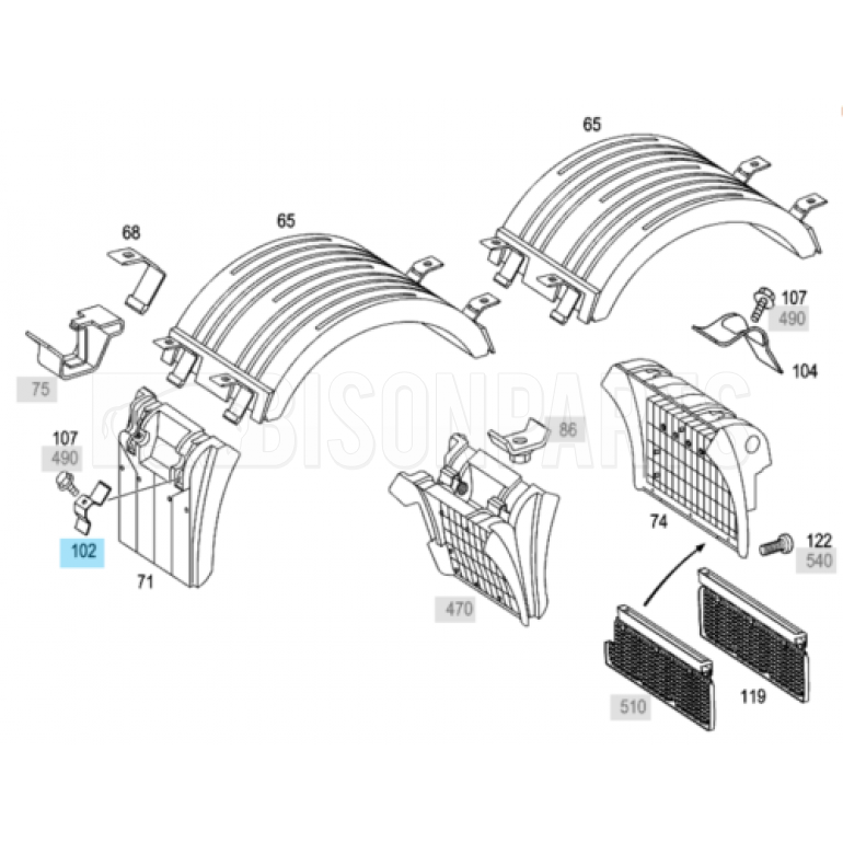 Mercedes Actros MP2, MP2 Mega Space (02-08) MP3, MP3 Mega Space (08 On) Axor MP1, MP2 (02 On) Bracket For Front Side Wing Section - Fits RH Or LH
