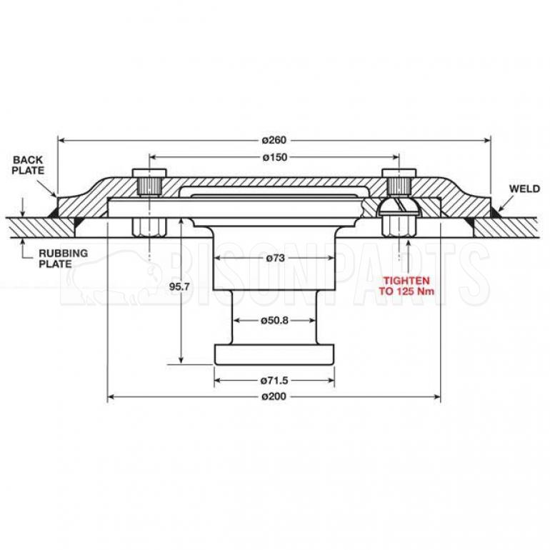 TRAILER KING PIN ONLY BOLT ON Bison Parts