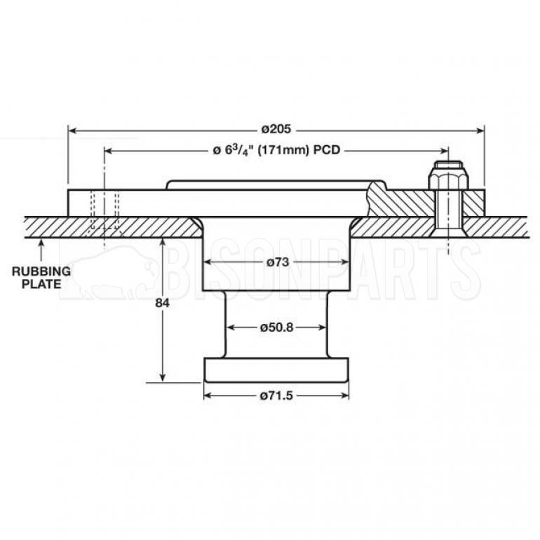 TRAILER KING PIN ONLY BOLT ON - TO SUIT 8MM RUBBING PLATE