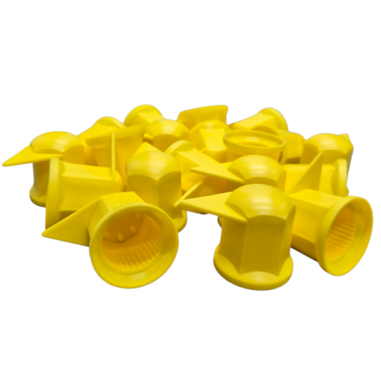 32MM LONG REACH DUSTITE WHEEL NUT COVERS YELLOW (PKT 20)