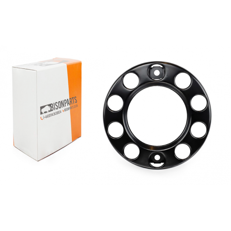 UNIVERSAL BLACK STEEL 22.5" WHEEL COVERS (HOLE)