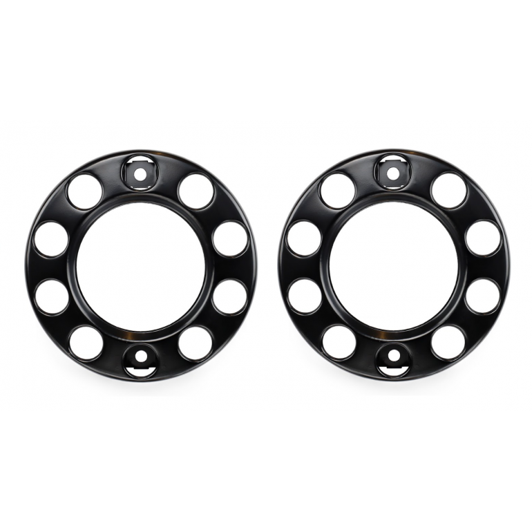 UNIVERSAL BLACK STEEL 22.5" WHEEL COVERS (HOLE) PAIR OF