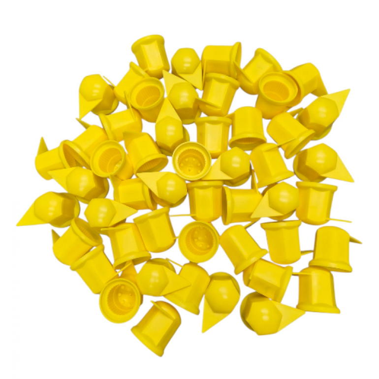 32MM LONG REACH DUSTITE WHEEL NUT COVERS YELLOW (PKT 50)