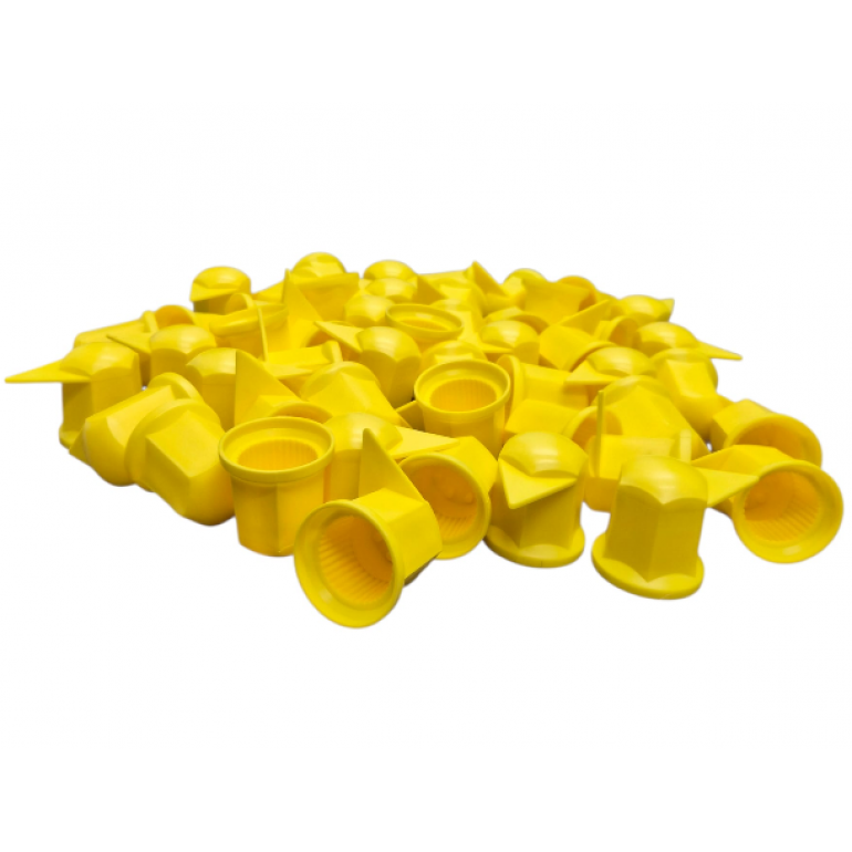 32MM LONG REACH DUSTITE WHEEL NUT COVERS YELLOW (PKT 50)