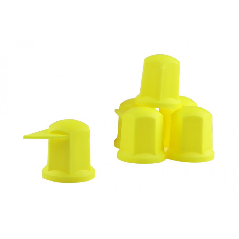 32MM LONG REACH DUSTITE WHEEL NUT COVERS YELLOW (PKT 100)