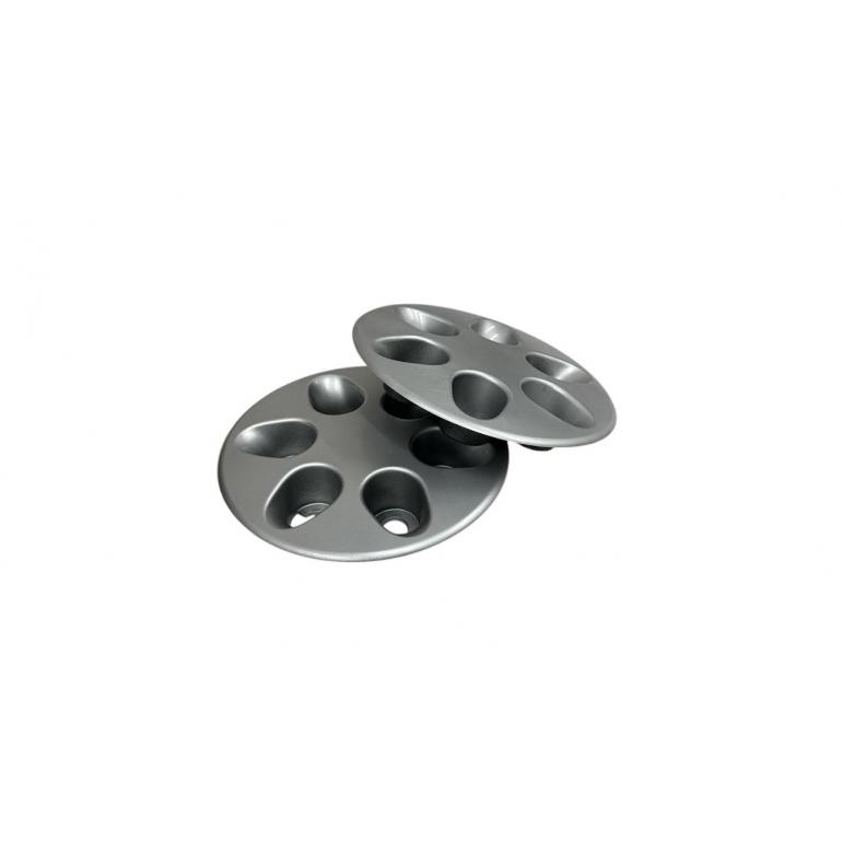 SILVER 6 HOLE WHEEL HUB TRIM COVERS (PAIR)
