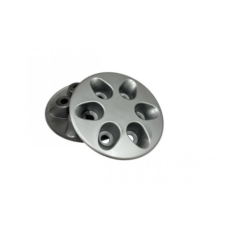 SILVER 6 HOLE WHEEL HUB TRIM COVERS (PAIR)