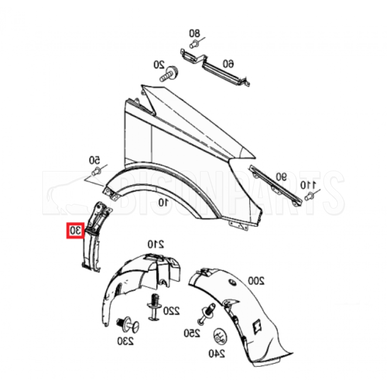 FRONT WING REAR LOWER SECTION DRIVER SIDE RH