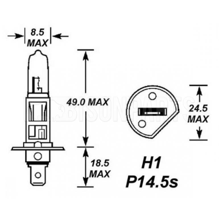 H1 HALOGEN HEADLAMP BULB 12 VOLT (PKT 10)