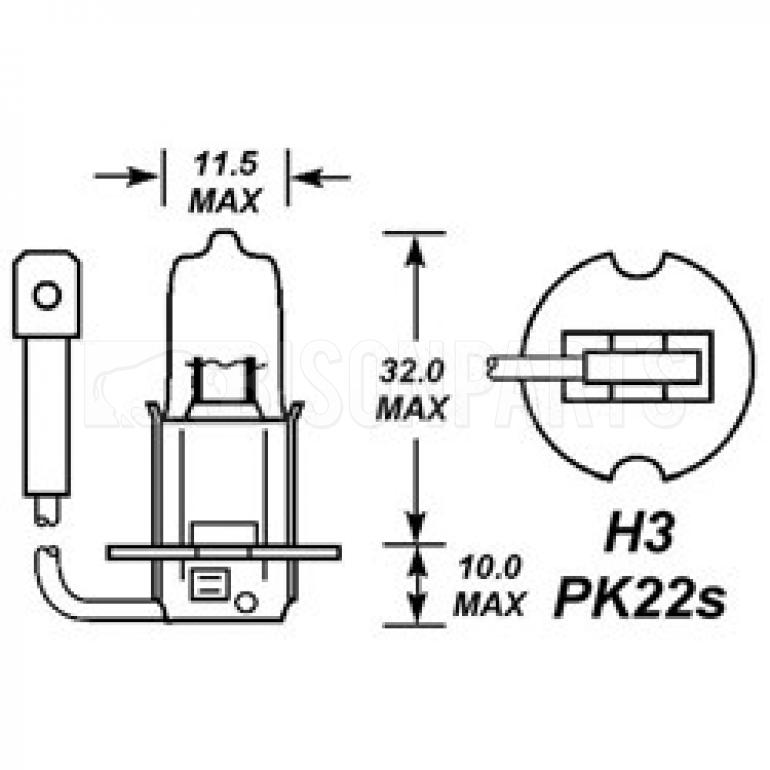 H3 HALOGEN HEADLAMP BULB 24 VOLT (PKT 10)