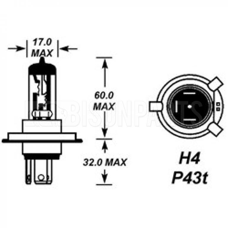 H4 HALOGEN HEADLAMP BULB 24 VOLT (PKT 10)
