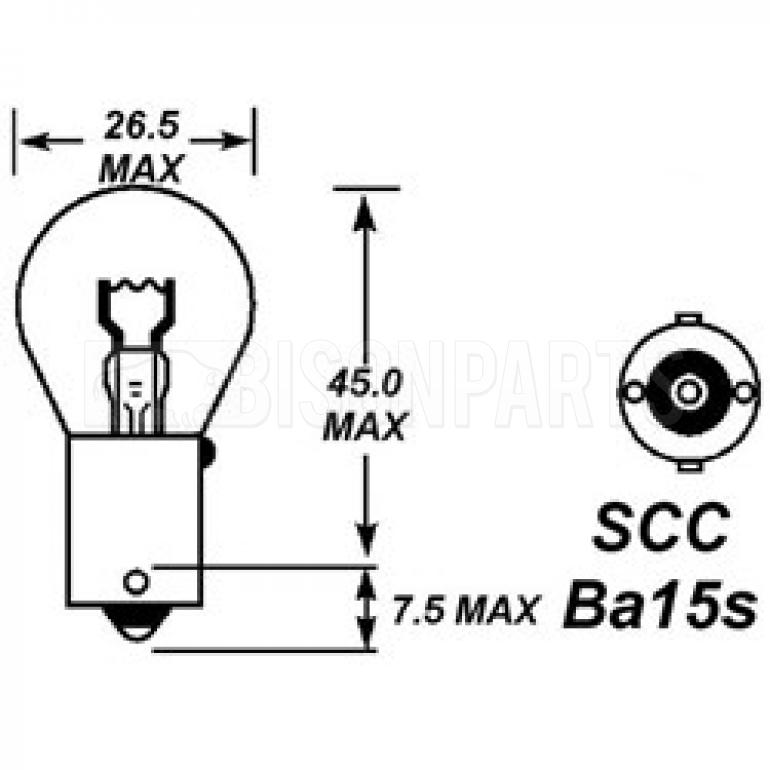 SINGLE CONTACT TAIL LAMP BULB 12 VOLT