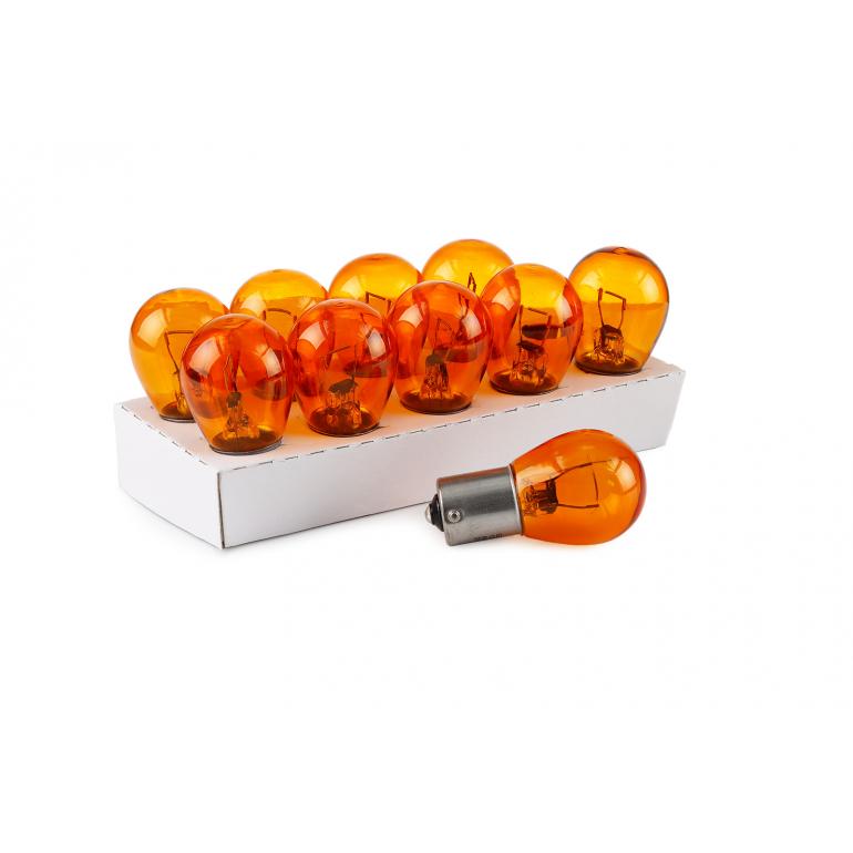 SINGLE CONTACT AMBER TAIL LAMP BULB 12 VOLT (PKT 10)