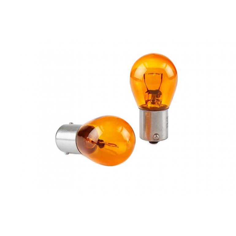 SINGLE CONTACT AMBER TAIL LAMP BULB 12 VOLT (PKT 10)