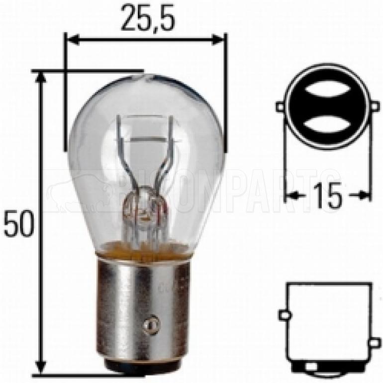DOUBLE CONTACT TAIL LAMP BULB 12 VOLT