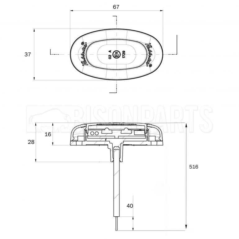AMBER OVAL LED SIDE MARKER LAMP 12/24 VOLT