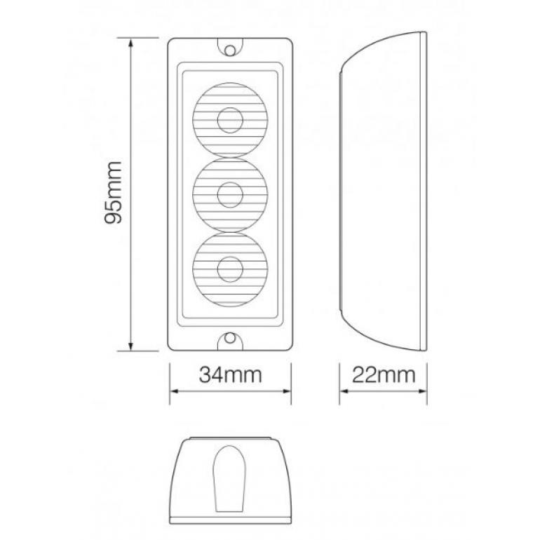 3 LED CLEAR DIRECTIONAL WARNING LAMP