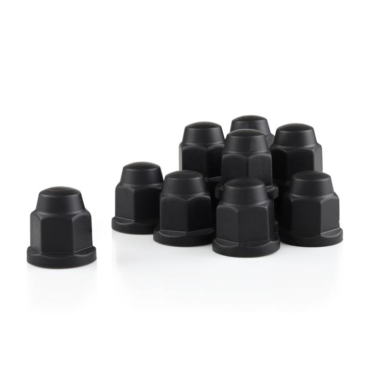 BLACK WHEEL NUT COVERS FRONT OR REAR RH OR LH (PKT 10)