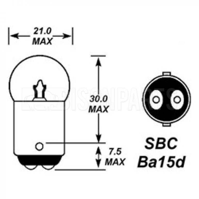 DOUBLE CONTACT SIDE & TAIL LAMP BULB 12 VOLT