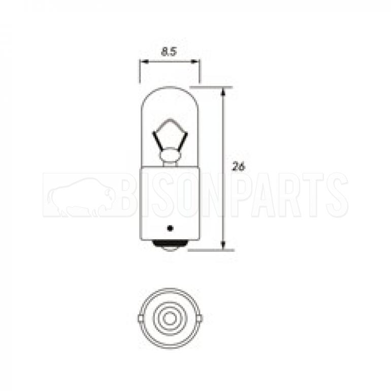 SINGLE CONTACT SIDE & TAIL LAMP BULB 24 VOLT