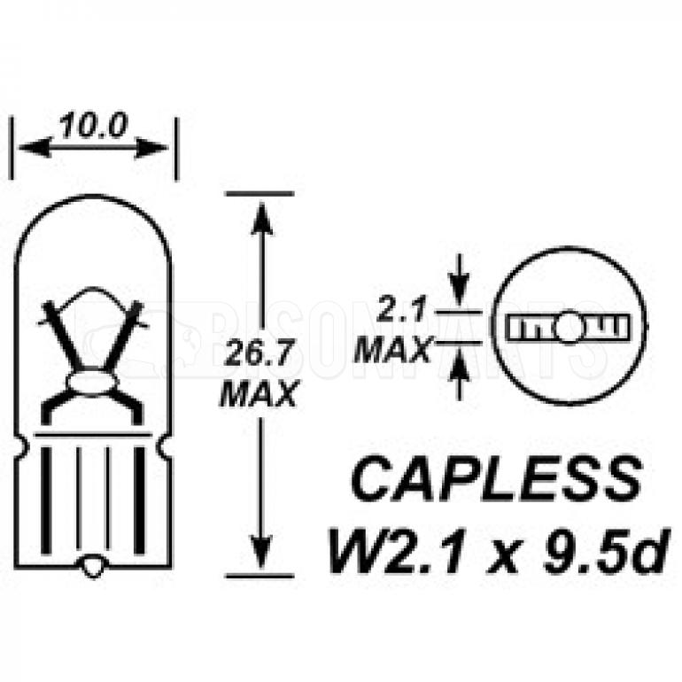 CAPLESS BULB 12 VOLT (PKT 10)