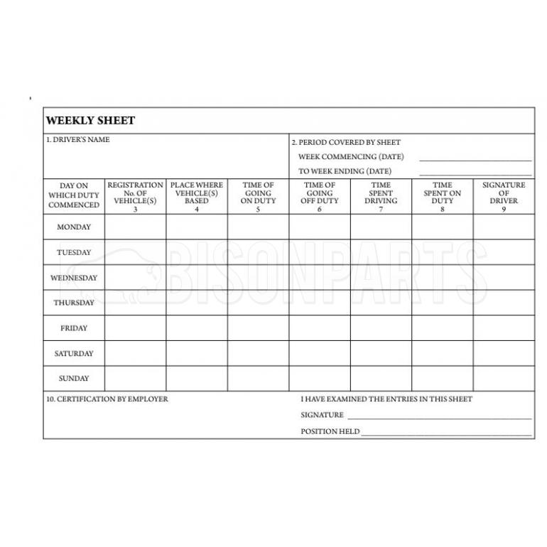 DRIVERS HOUR RECORD BOOK 26 PAGES (6 MONTHS)
