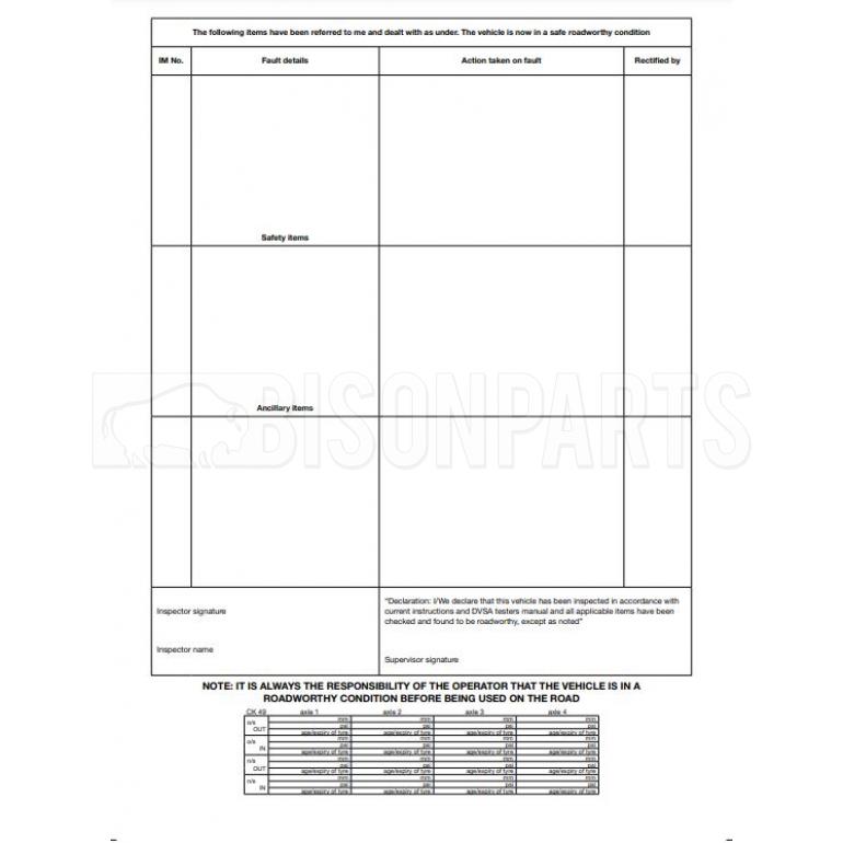 TRAILER & SEMI TRAILER INSPECTION & MAINTENANCE PAD