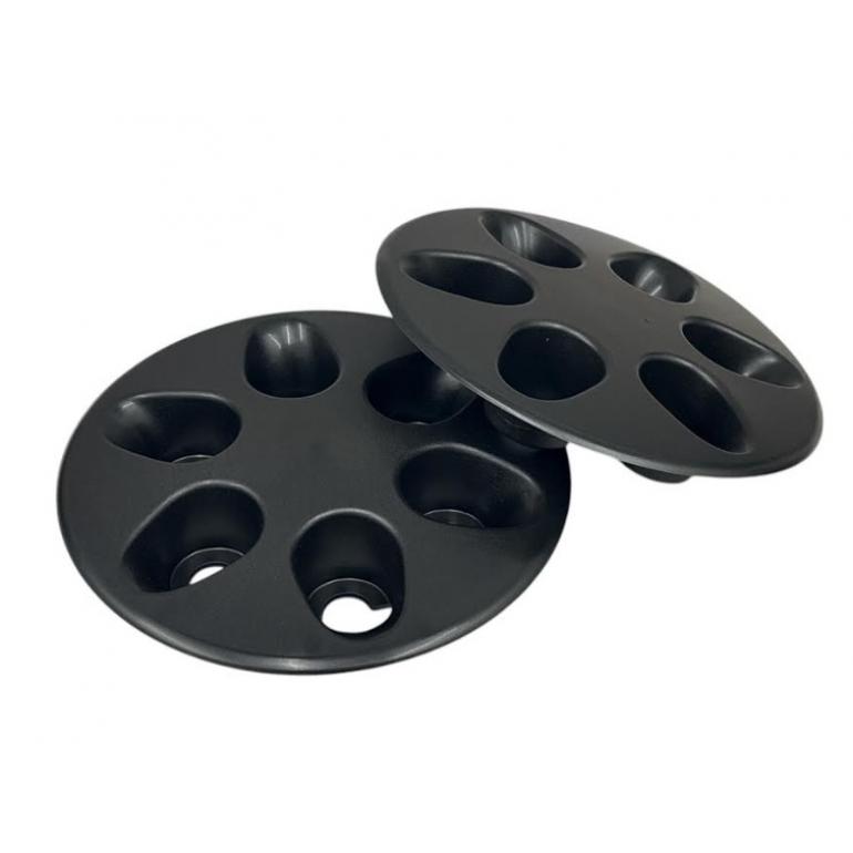 BLACK 6 HOLE WHEEL HUB TRIM COVERS (PAIR)