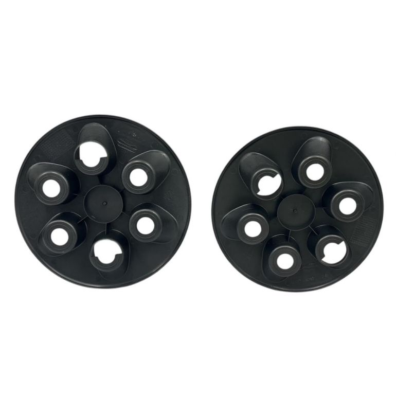 BLACK 6 HOLE WHEEL HUB TRIM COVERS (PAIR)