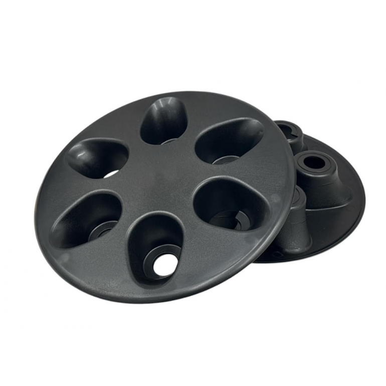 BLACK 6 HOLE WHEEL HUB TRIM COVERS (PAIR)