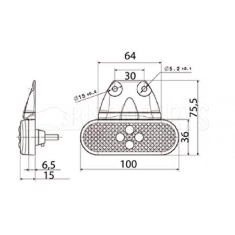LED 24V AMBER FRONT MARKER LAMP FITS RH OR LH