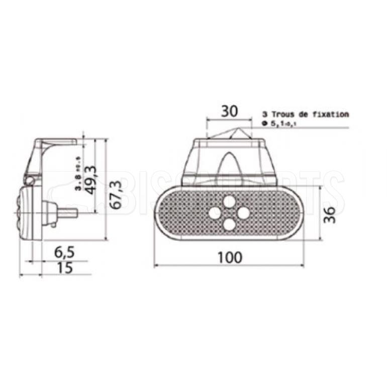 LED 24V AMBER FRONT MARKER LAMP FITS RH OR LH