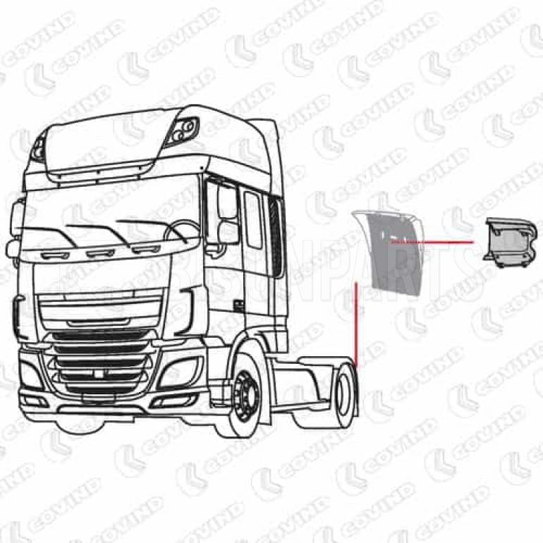 REAR AXLE MUDGUARD BRACKET COVER RH OR LH