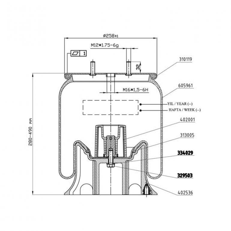 REAR SUSPENSION AIR SPRING ASSEMBLY