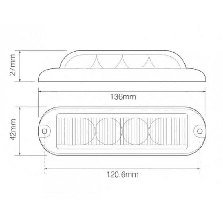 4-LED 180° AMBER WARNING LAMP