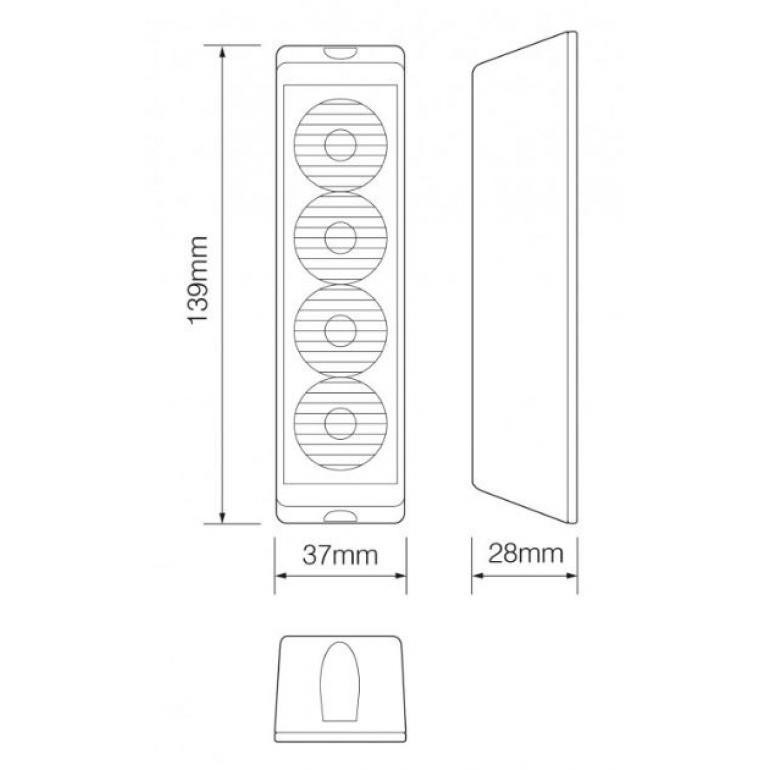 4-LED AMBER DIRECTIONAL WARNING LAMP