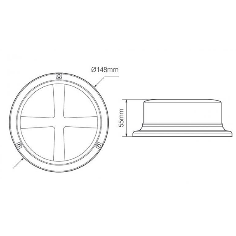LED AMBER LOW PROFILE WARNING BEACON 12/24V