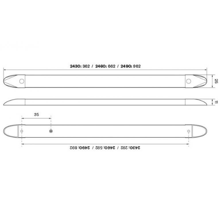GREY INTERIOR NON-SWITCHED STRIP LAMP