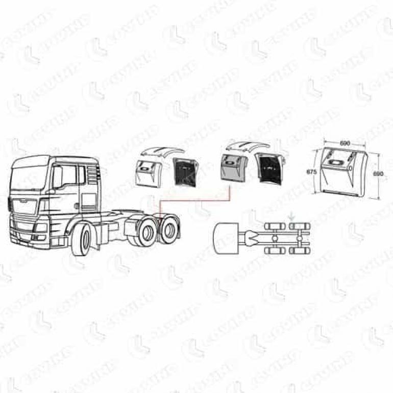 MIDDLE & REAR AXLE FRONT DROPWING DRIVER SIDE RH