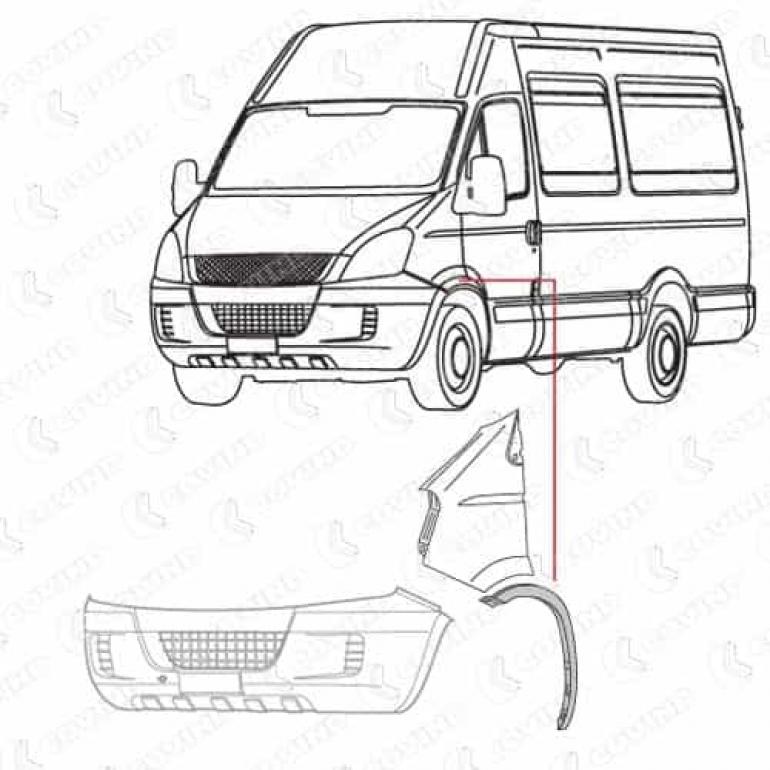 FRONT WHEEL ARCH TRIM SECTION PASSENGER SIDE LH