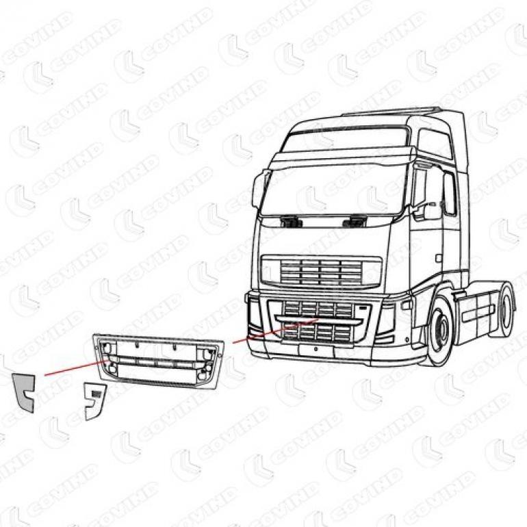 LOWER GRILLE TRIM PANEL DRIVER SIDE RH