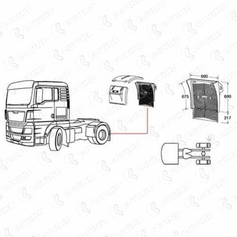 REAR AXLE REAR DROPWING SECTION WITH ANTI SPRAY SUPRESSION FITS RH OR LH
