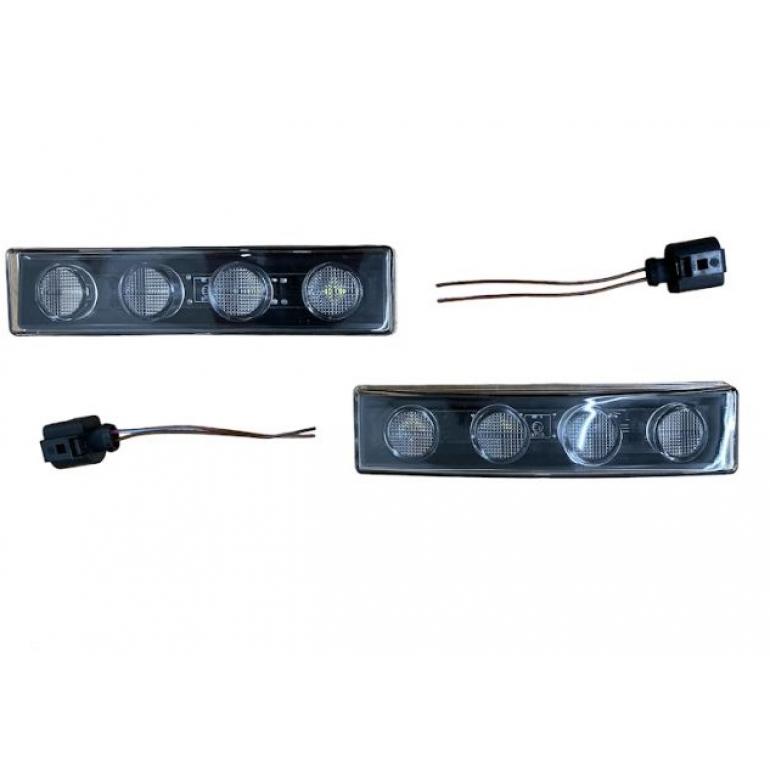 LED CLEAR SUNVISOR MARKER LAMPS & WIRING LOOMS FITS RH & LH (PAIR)