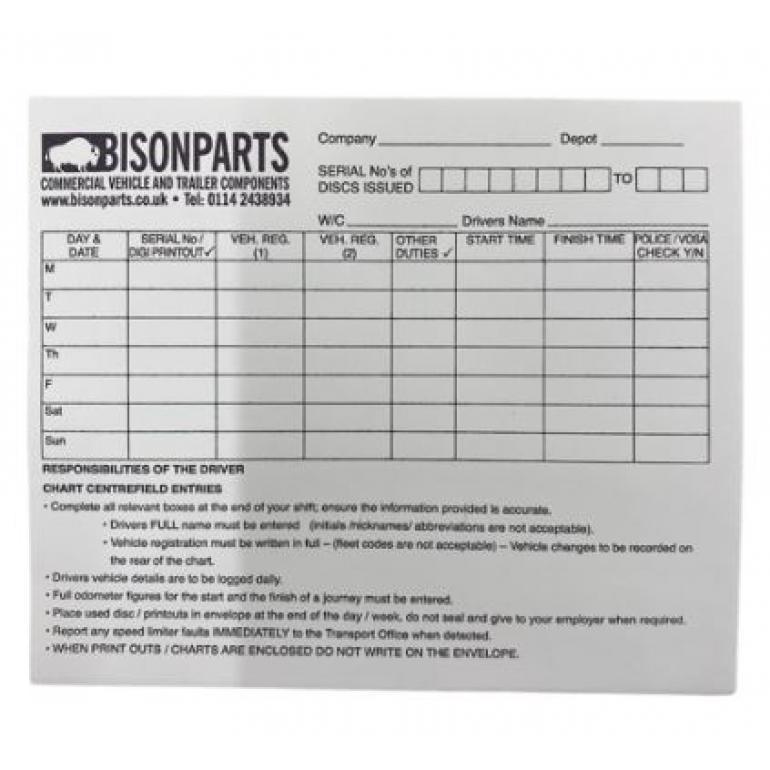 TACHOGRAPH WEEKLY ENVELOPES (BOX 1000)