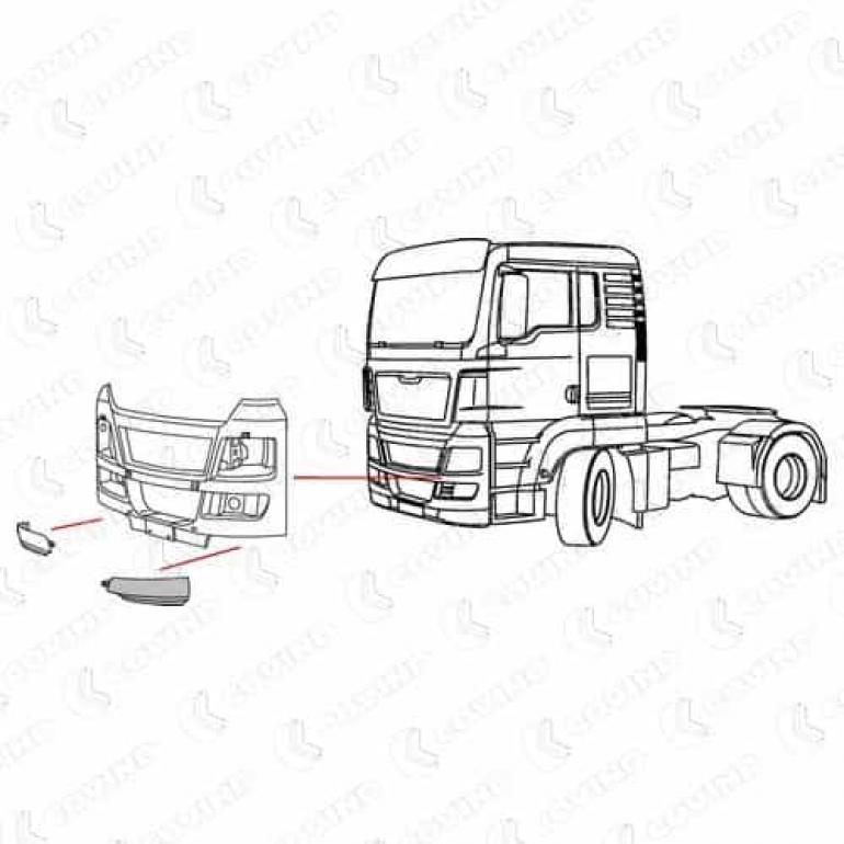 PRIMED LOWER BUMPER CORNER PASSENGER SIDE LH