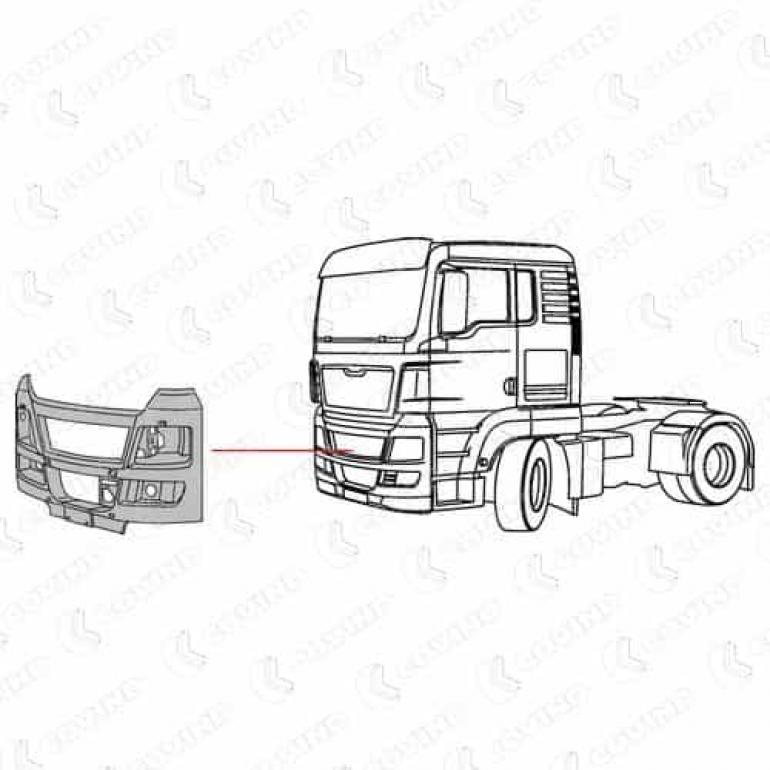 GREY FRONT BUMPER WITHOUT HEADLAMP WASHER HOLES