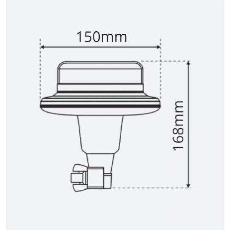 LED AMBER 'LOW PROFILE FLEXI DIN POLE MOUNTED BEACON 10-30 VOLT