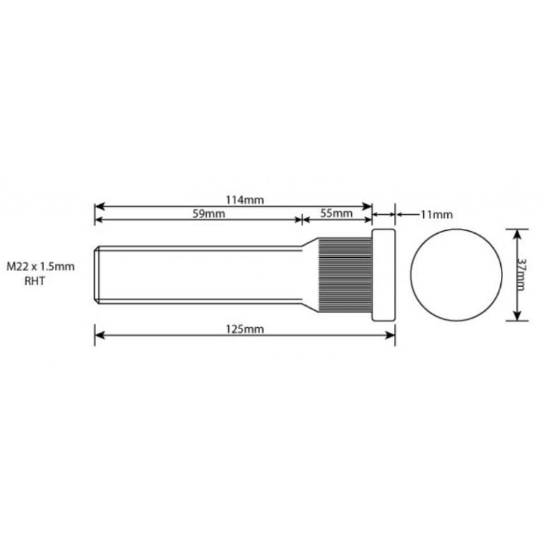 WHEEL STUD M22x1.5 (PKT 10)