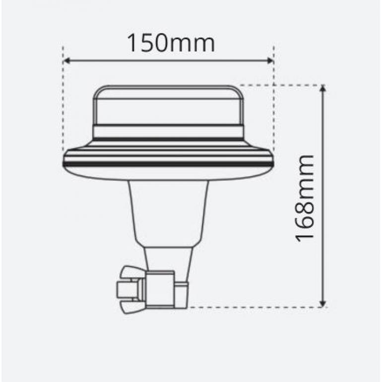LED AMBER 'LOW PROFILE FLEXI DIN POLE MOUNTED BEACON 10-30 VOLT